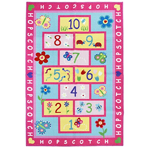 FADFAY Home Textile,Fashion Hopscotch Kids Carpet Bedroom,Sweet Pink Rug,Designer Figure Children's Rugs by