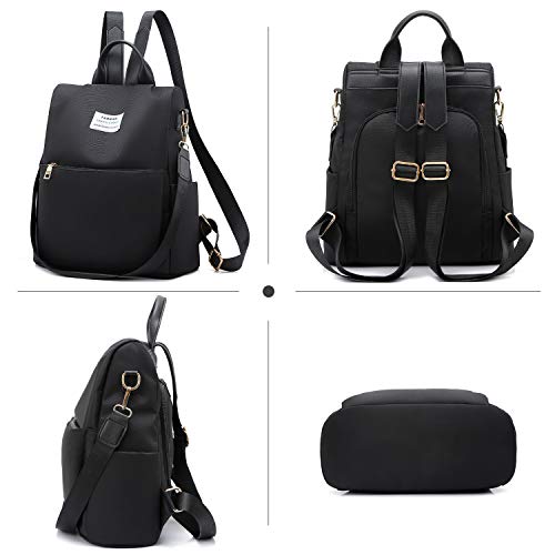 FANDARE Bolsos Mochila Mujer Bolsa de Hombro Antirrobo Bolso Mochilas Tipo Casual Niña Bolsas Escolares Adolescente Daypacks para Outdoor Viaje 3 in 1 School Bag Impermeable Nylon Negro