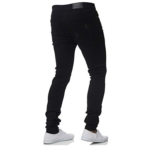 Fansu Vaqueros Hombre Skinny, Pantalones Ajustados Jeans Rotos Elasticos Slim Fit Stretchy Ripped Classic Jeans Denim Casuales Pants Regular Recta (Negro,L)