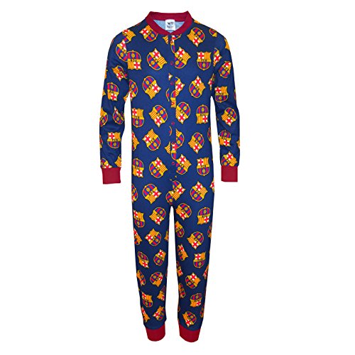 FC Barcelona - Pijama de una pieza para niños - Producto oficial - 7-8 años