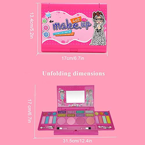 Fdit Juego de Maquillaje para niños, Kit de Maquillaje para niñas, no tóxico, Lavable, Soluble en Agua, Caja de Maquillaje de Princesa, Juego de cosméticos para niñas Mayores de 3 años(#1)