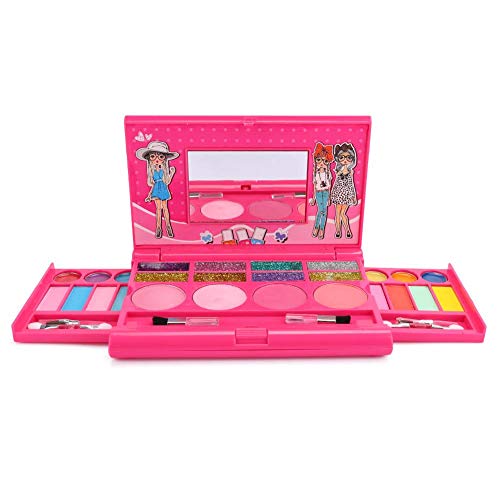 Fdit Juego de Maquillaje para niños, Kit de Maquillaje para niñas, no tóxico, Lavable, Soluble en Agua, Caja de Maquillaje de Princesa, Juego de cosméticos para niñas Mayores de 3 años(#1)