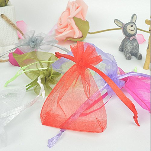 Febbya Bolsas de Organza,100 Piezas Bolsos Regalo Caramelo Bolsa para Regalos Joyas Bodas Favores Joyas 10 Colores 9x12CM