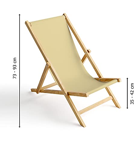 Ferocity Tumbona de Madera Plegable, Silla de Playa con Funda Intercambiable, diseño Lirios Azules y Blancos 1 [119]