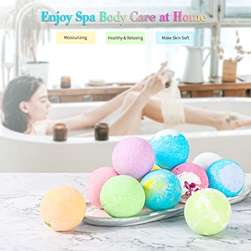 FERYES Bath Bombs Gift Set, 12 fragancias, baño de burbujas rico en natural orgánico, bomba de baño hecha a mano, la mejor idea de regalo para mujeres, niños