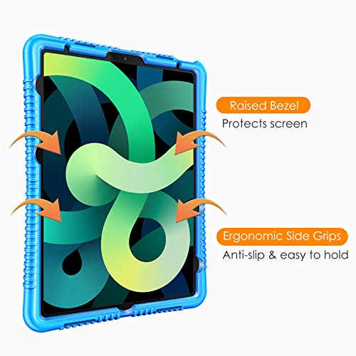 FINTIE Funda de Silicona para iPad Air 10,9" (4.ª Generación, 2020) - [Honey Comb Series] Carcasa Ligera de Silicón Antideslizante y Antichoque Apta para Niños, Azul