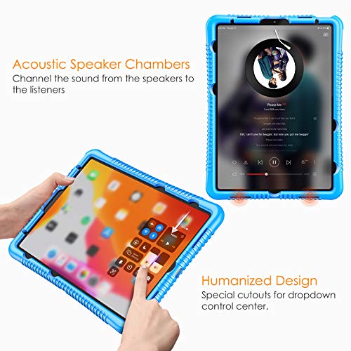 FINTIE Funda de Silicona para iPad Air 10,9" (4.ª Generación, 2020) - [Honey Comb Series] Carcasa Ligera de Silicón Antideslizante y Antichoque Apta para Niños, Azul