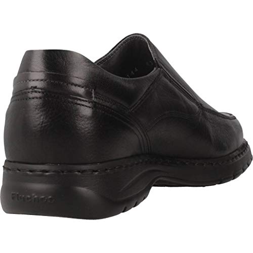 Fluchos | Mocasín de Hombre | CRONO 9144 Salvate Negro Zapato Confort | Mocasín de Piel de Ternera engrasada de Primera Calidad | Cierre con Elásticos | Piso Personalizado Fluchos Light