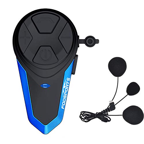 Fodsports Intercomunicador Casco Moto BT-S3 Bluetooth Cascos Moto Telefono Radio FM Impermeable Manos Libres Moto Motorcycle Intercom Headset (1 Packs of Soft Headphone)