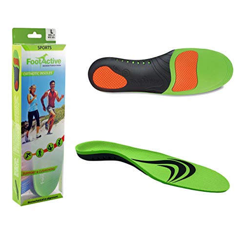 FootActive Sports - Plantillas ortopédicas avanzadas de alta intensidad para deportes, atletismo, ocio, trabajo y juegos - Máximo confort y absorción de choque, Verde (verde), 36/38 EU