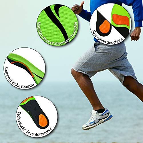 FootActive Sports - Plantillas ortopédicas avanzadas de alta intensidad para deportes, atletismo, ocio, trabajo y juegos - Máximo confort y absorción de choque, Verde (verde), 36/38 EU