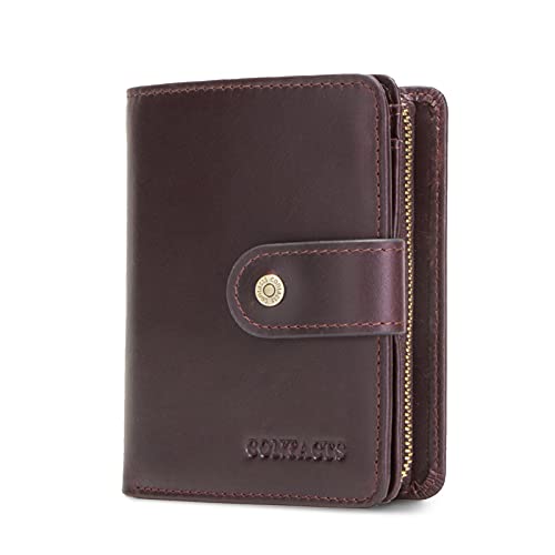 FORRICA Cartera Hombre Cuero Cartera Mujer RFID Bloqueo Monedero de Piel Billetera Tarjetas de Crédito Portamonedas Bolsillo Moneda Caja de Regalo Marrón B