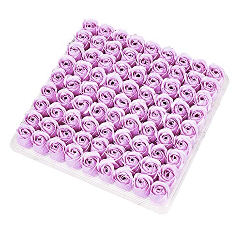 fuchsiaan Flores artificiales, 81 piezas de jabón de baño floral de simulación de rosas perfumadas para bodas, color morado, para interiores y exteriores, jardín