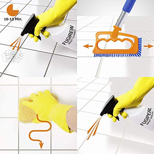 Fuginator - Cepillo para Juntas de Azulejos, Color Naranja y Azul - Innovador Cepillo de lechada para Limpieza de Juntas en el baño, Cocina y hogar (1)