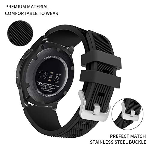 FunBand Correa Compatible con Samsung Galaxy Watch 3 45mm, 22mm Pulsera de Repuesto Deportiva de Silicona Suave para Samsung Gear S3 Frontier / S3 Classic/Galaxy Watch 46mm / Huawei Watch GT2 Pro