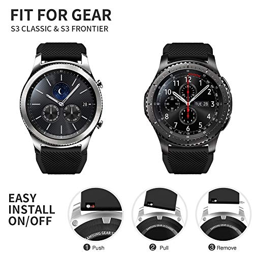 FunBand Correa Compatible con Samsung Galaxy Watch 3 45mm, 22mm Pulsera de Repuesto Deportiva de Silicona Suave para Samsung Gear S3 Frontier / S3 Classic/Galaxy Watch 46mm / Huawei Watch GT2 Pro