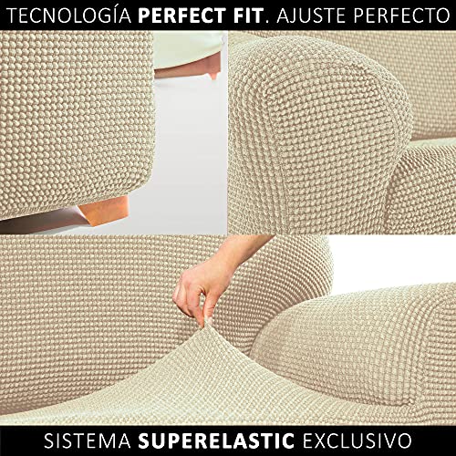 Fundas para Sofa Elasticas de Calidad. Fundas Sofa. Protector de Sofa. Cubre Sofa Antimanchas Confort Suavidad. Helena Color Beige 3 Plazas (180 - 230 cm)