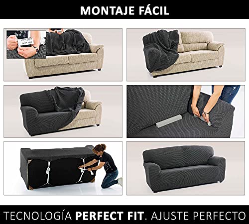 Fundas para Sofa Elasticas de Calidad. Fundas Sofa. Protector de Sofa. Cubre Sofa Antimanchas Confort Suavidad. Helena Color Beige 3 Plazas (180 - 230 cm)