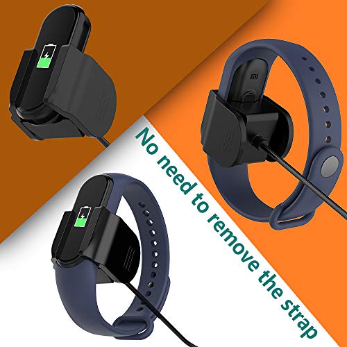 GeeRic Cargador USB Compatible con Xiaomi Mi Band 4,Clip (sin Necesidad de Quitar la Correa) 2 Piezas Cable de Carga USB Repuesto Cargador conpatible para Xiaomi Mi Band 4