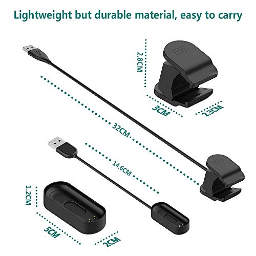 GeeRic Cargador USB Compatible con Xiaomi Mi Band 4,Clip (sin Necesidad de Quitar la Correa) 2 Piezas Cable de Carga USB Repuesto Cargador conpatible para Xiaomi Mi Band 4