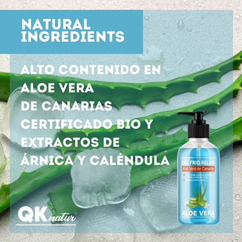 GEL FRIO ALOE VERA DE CANARIAS BIO - Con extracto de Arnica y Calendula. Efecto refrescante y calmante, alivia las piernas cansadas, estimula la circulación. Hidratación natural. (500 ml)