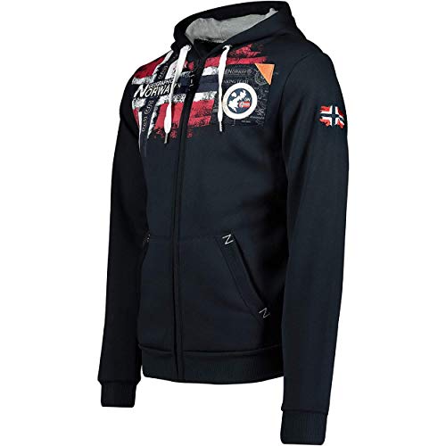 Geographical Norway FESPOTE Men - Sudadera Bolsillo Canguro Hombre - Sudadera Logotipo Hombre - Hoodie Manga Larga Capucha Hood - Sudadera Invierno Capucha Cremallera Sweat (Azul Marino M)