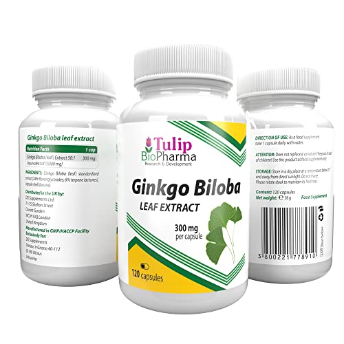 Ginkgo Biloba 15000mg equivalente (300mg de extracto 50:1) 120 cápsulas, LABORATORIAMENTE PROBADO por AGROLAB ALEMANIA, alta potencia, sin gluten ni OGM, sin rellenos