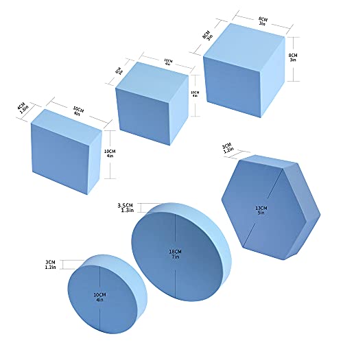 Gisela - Bloques de espuma para fotografía con forma de sesión de fotos geométrica, accesorios para joyas, maquillaje, cosméticos, color blanco (6 unidades)