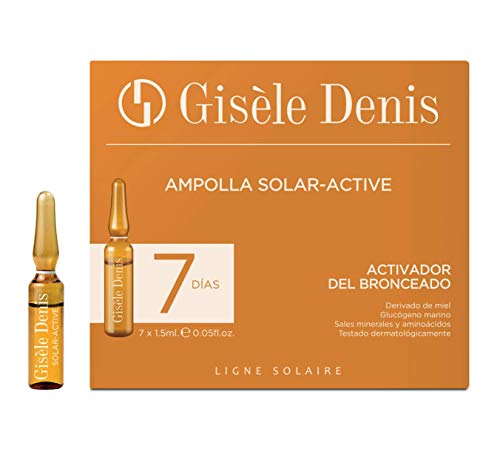 Gisèle Denis - Pack de Ampollas Faciales Solar Active, Activador del Bronceado, Cuidado Facial y Solar, Hidratante, Efecto Flash, 7 x 1'5 ml