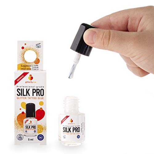 Glitterify Me Silk Pro Pegamento para Tatuajes de Purpurina (Calidad Profesional) – Hecho en la UE, No daña la Piel (5ml)