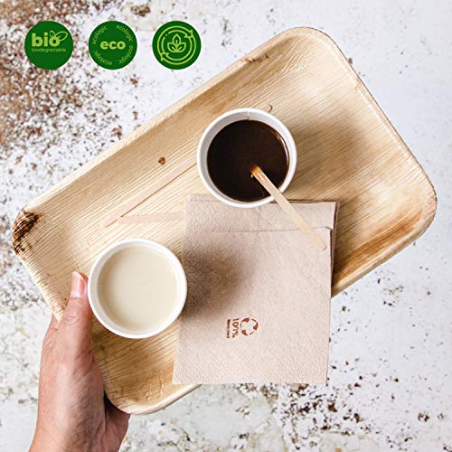 GoBeTree 100 Vasos de café Desechables Kraft para café expreso de 120 ml con agitadores de Madera en Funda de Papel para café y servilletas recicladas