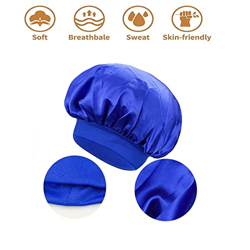 Gorro de Dormir de Satén Gorra de Noche de Banda Ancha Elástica Cubierta de Cabeza, Gorro para Dormir Pelo Rizado Ajustable Doble Capa Sombrero Suave para Mujeres y Chicas