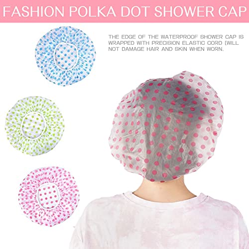 Gorro de ducha impermeable de 6 piezas Gorro de pelo elástico de 10,6 pulgadas, protege el cabello del polvo y el aceite, adecuado para duchas de mujeres, salones de spa y baños familiares