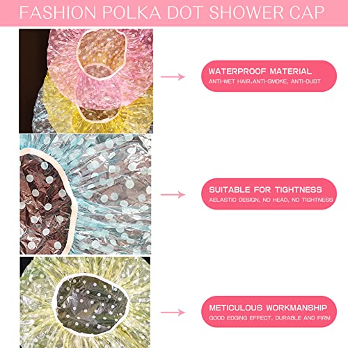 Gorro de ducha impermeable de 6 piezas Gorro de pelo elástico de 10,6 pulgadas, protege el cabello del polvo y el aceite, adecuado para duchas de mujeres, salones de spa y baños familiares