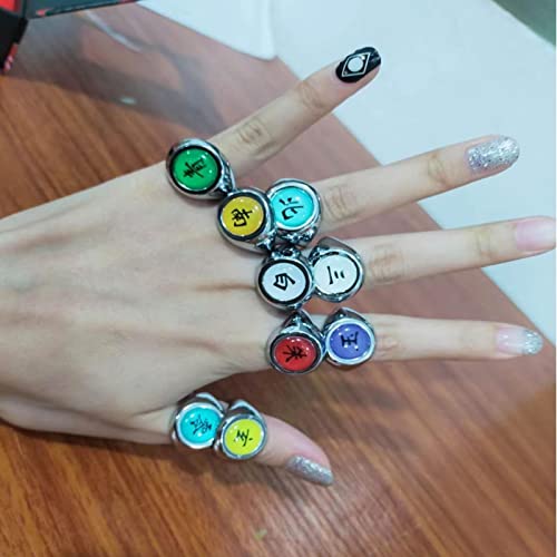 gotyou Anillos Anime Anillo Dedo, 10 Piezas Anillo de Anime para Cosplay, Anillos Akatsuki, Anillo Anime Juego Anillos, Akatsuki Uchiha Itachi, para Hombres y Mujeres Anime Accesorios