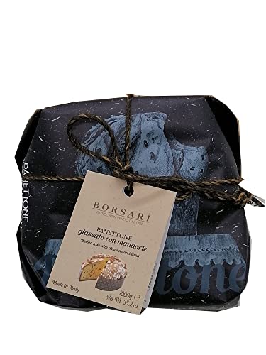 Gourmood PANETTONE ESMALTADO con ALMENDRAS Y Decorado con Granos DE AZÚCAR