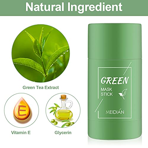 Green Mask Stick, Green Tea Cleansing Mask, Mascarilla peel-off para espinillas Mascarilla, Regula el equilibrio entre agua y aceite, Mascarilla de arcilla untable de limpieza profunda