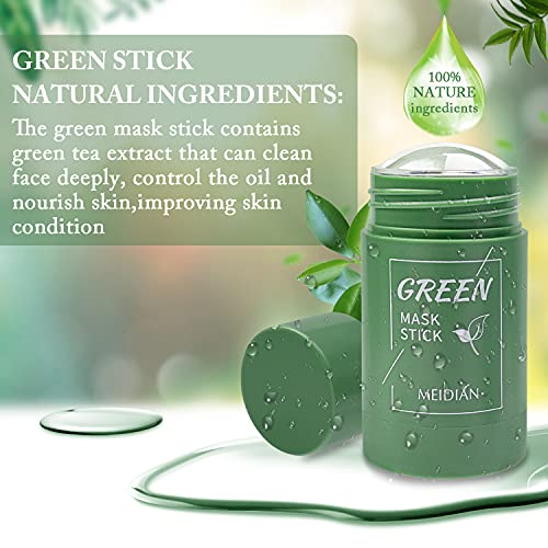 Green Mask Stick, Green Tea Cleansing Mask, Mascarilla peel-off para espinillas Mascarilla, Regula el equilibrio entre agua y aceite, Mascarilla de arcilla untable de limpieza profunda