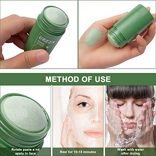 Green Mask Stick, Green Tea Cleansing Mask, Mascarilla peel-off para espinillas Mascarilla, Regula el equilibrio entre agua y aceite, Mascarilla de arcilla untable de limpieza profunda