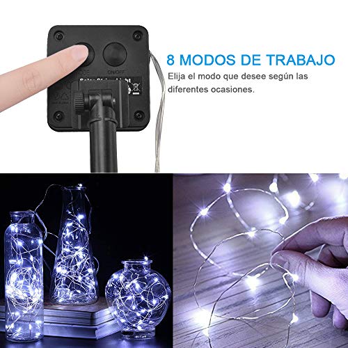 Guirnaldas Luces Exterior Solar, aifulo 20m 200 LED Cadena de Luces, 8 Modos Impermeable Iluminación Decoración para Navidad,Terraza,Fiestas,Bodas,Patio,Jardines,Festivales