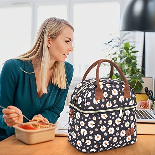 Hafmall 9L Bolsa Termica Porta Alimentos, Portatil Lunch Bag con Dos Compartimentos, Bolsa Isotermica para Mujer, Bolsa Comida Trabajo y Escuela, Margarita