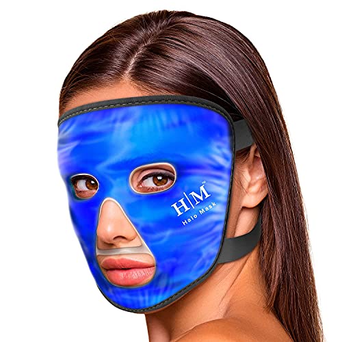 Halo Mask Mascarilla Facial Fría Cubre Todo el Rostro – Antifaz Gel Frío y Compresa Caliente Alivia la Piel y los Ojos – Antifaz Gel Ideal para Combatir Migrañas, Estrés, Dolor e Hinchazón