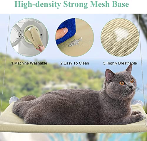 Hamaca con Percha de la Ventana del Gato Cama Cat con Ventosas de Versión 4 Mejoradas, la Cama para gatos más Segura para Gatos Grandes Admite Hasta 50 lb