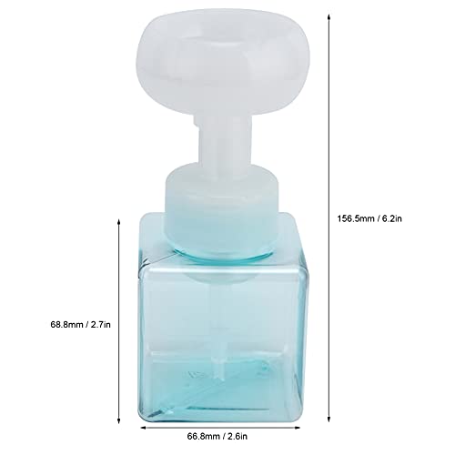 Hapivida Botella de Bomba de Espuma de 250 Ml Portátil Recargable Reutilizable Sifang Transparente en Forma de Flor Subenvasador Cosmético Dispensador de Jabón Líquido (Azul Transparente)