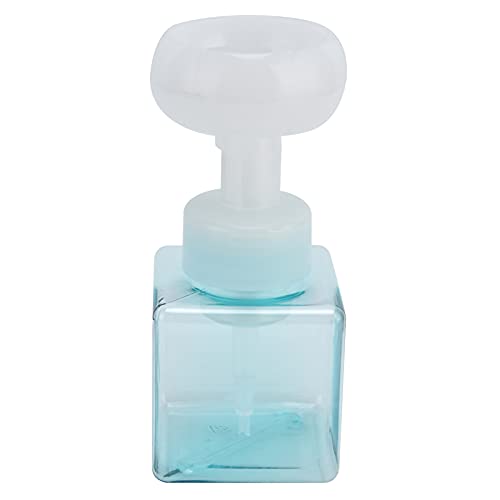 Hapivida Botella de Bomba de Espuma de 250 Ml Portátil Recargable Reutilizable Sifang Transparente en Forma de Flor Subenvasador Cosmético Dispensador de Jabón Líquido (Azul Transparente)