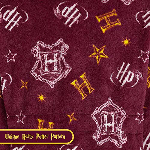 HARRY POTTER Bata Forro Polar Niño, Albornoz Niño Diseño Gryffindor con Capucha y Cinturón, Batas de Casa Para Niños, Regalos para Niños Niñas 7-14 Años (Burdeos, 9-10 Años)