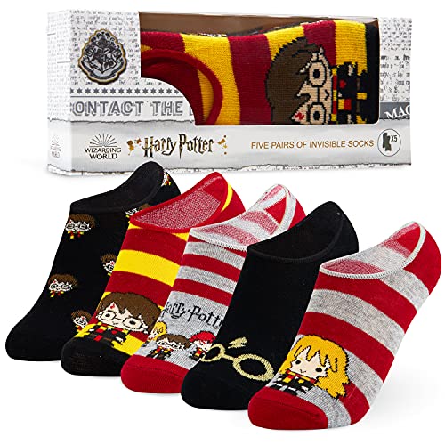 HARRY POTTER Calcetines Niña Tobilleros Pack de 5 Pares de Calcetines Antideslizantes Niña