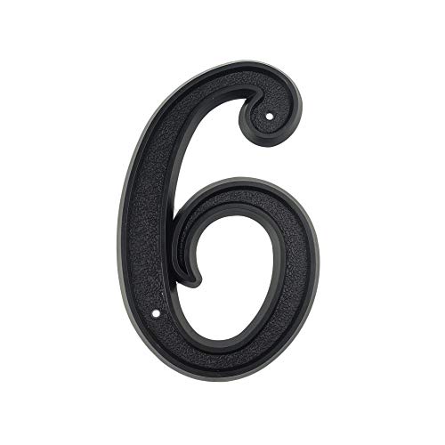 HASWARE Número de casa de 5.5 pulgadas (139mm) Números de puerta modernos Números de dirección de casa de calle, Plástico ABS negro (6)