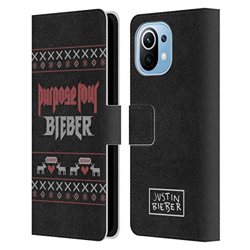 Head Case Designs Licenciado Oficialmente Justin Bieber Tour Propósito Tejido de Navidad Carcasa de Cuero Tipo Libro Compatible con Xiaomi Mi 11