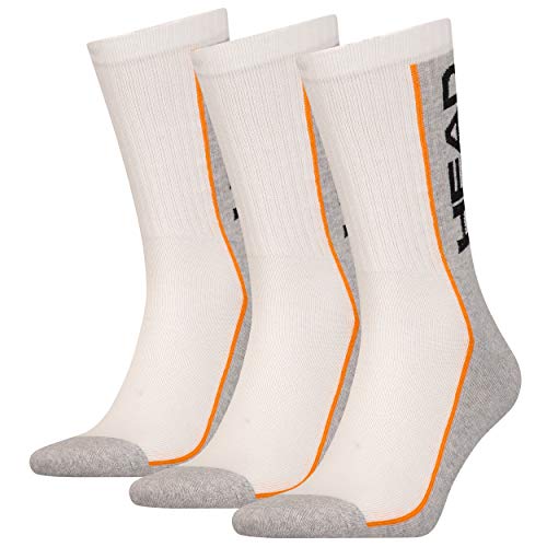 Head T269-1-H Set Calcetines Unisex-Blanco/Gris-Talla 43/45, 3 Pares Tennis T269/1, Hombres